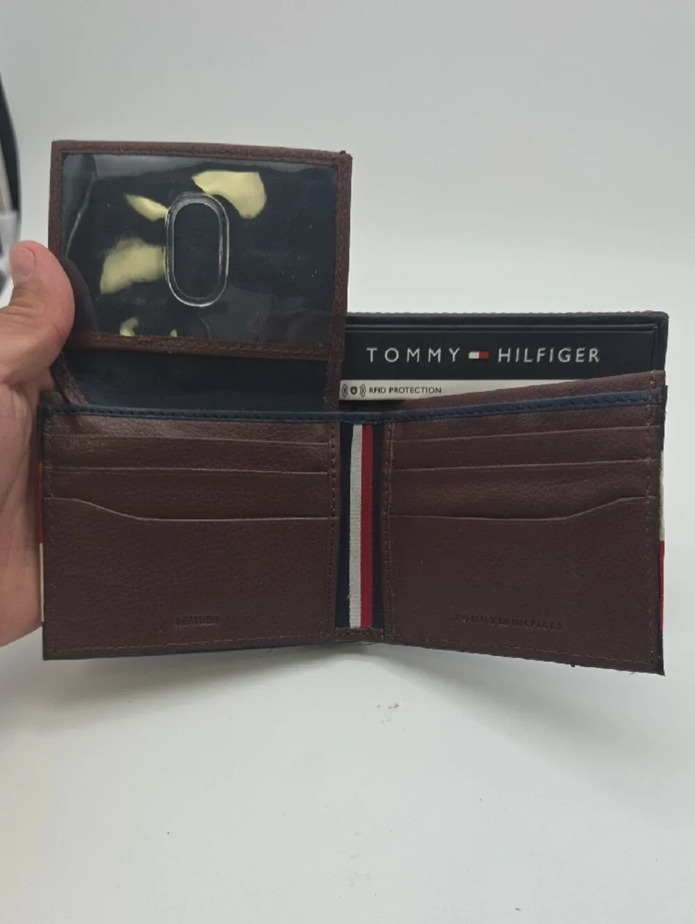 Tommy Hilfiger Brown Leather Card Wallet with RFID Protection